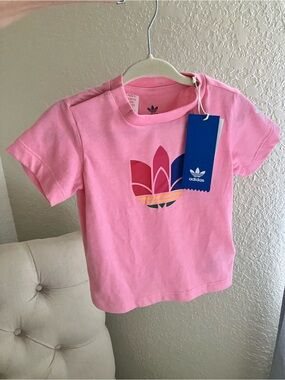ADIDAS 🌸 pink logo tee girls 12 mo